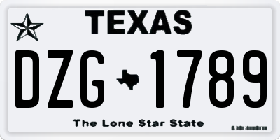 TX license plate DZG1789