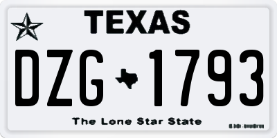 TX license plate DZG1793