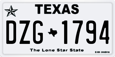 TX license plate DZG1794