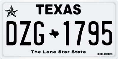 TX license plate DZG1795