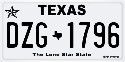 TX license plate DZG1796