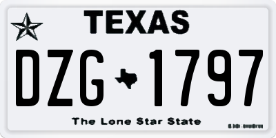 TX license plate DZG1797