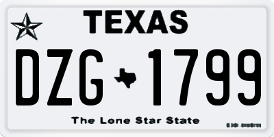 TX license plate DZG1799