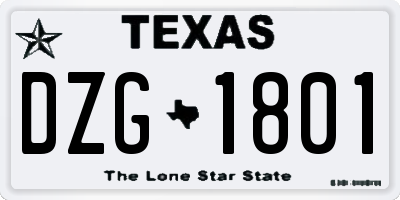 TX license plate DZG1801
