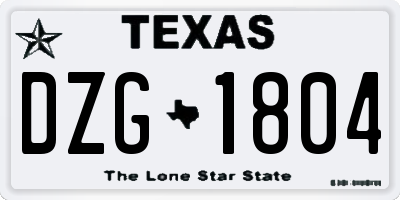 TX license plate DZG1804