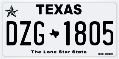 TX license plate DZG1805
