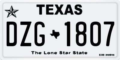 TX license plate DZG1807