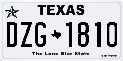 TX license plate DZG1810