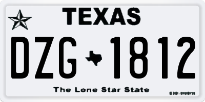TX license plate DZG1812