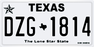 TX license plate DZG1814