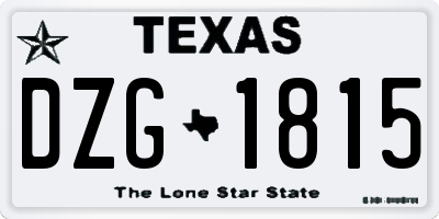 TX license plate DZG1815
