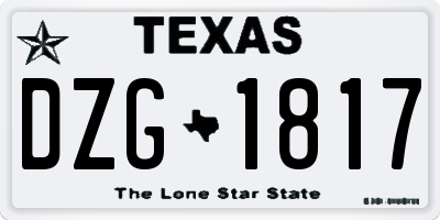 TX license plate DZG1817
