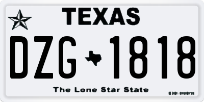 TX license plate DZG1818