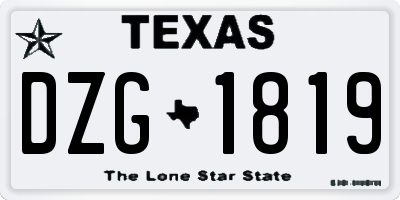 TX license plate DZG1819