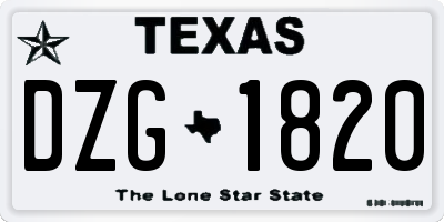TX license plate DZG1820