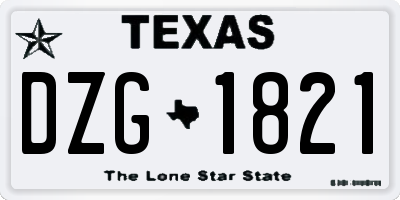 TX license plate DZG1821