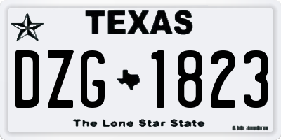 TX license plate DZG1823