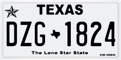 TX license plate DZG1824