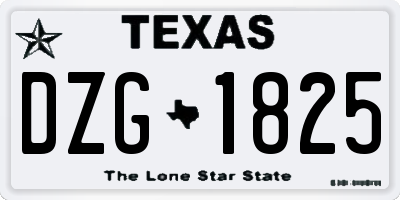 TX license plate DZG1825