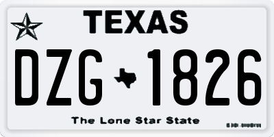 TX license plate DZG1826