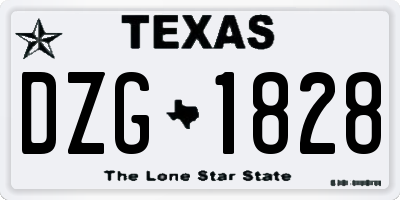 TX license plate DZG1828