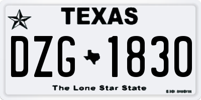 TX license plate DZG1830