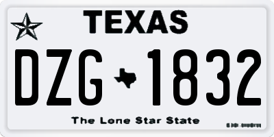 TX license plate DZG1832