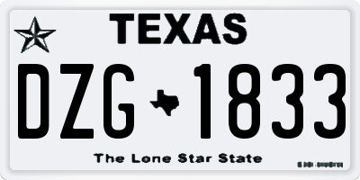 TX license plate DZG1833