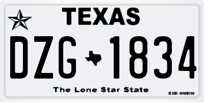 TX license plate DZG1834