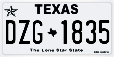 TX license plate DZG1835