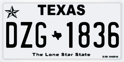 TX license plate DZG1836