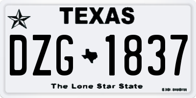 TX license plate DZG1837