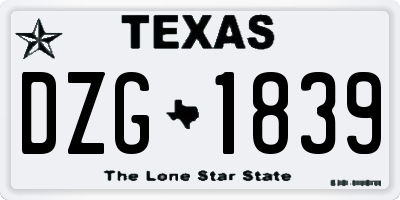 TX license plate DZG1839