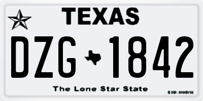 TX license plate DZG1842