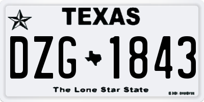 TX license plate DZG1843