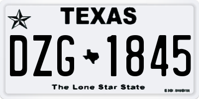 TX license plate DZG1845