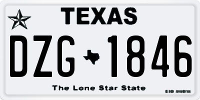 TX license plate DZG1846