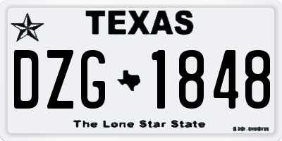 TX license plate DZG1848