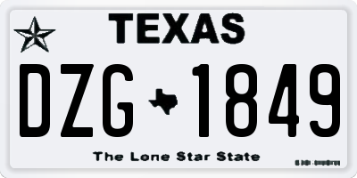 TX license plate DZG1849