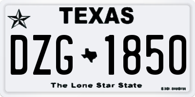 TX license plate DZG1850