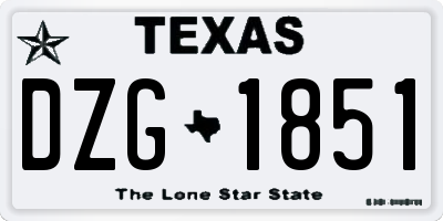 TX license plate DZG1851