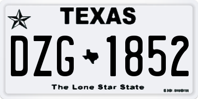 TX license plate DZG1852