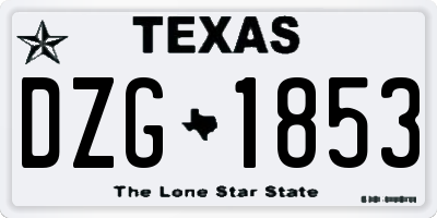 TX license plate DZG1853