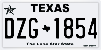 TX license plate DZG1854