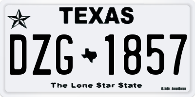 TX license plate DZG1857