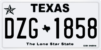 TX license plate DZG1858