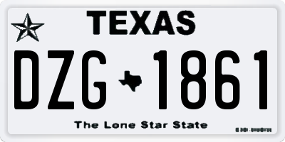 TX license plate DZG1861