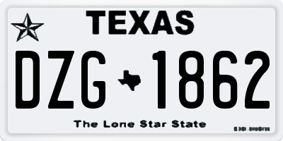 TX license plate DZG1862