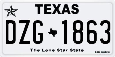 TX license plate DZG1863