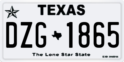 TX license plate DZG1865